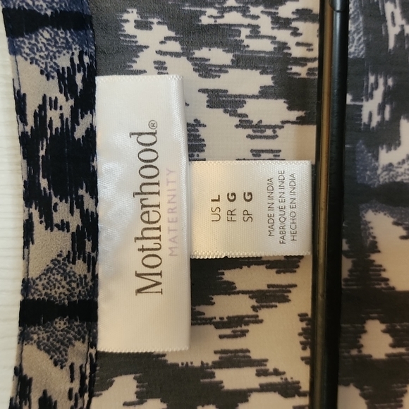 Motherhood Maternity blue black and cream size L with tie string - Picture 3 of 5